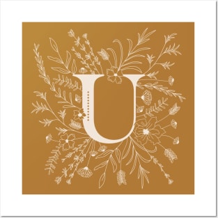 Botanical Letter U (Mustard Yellow) Posters and Art